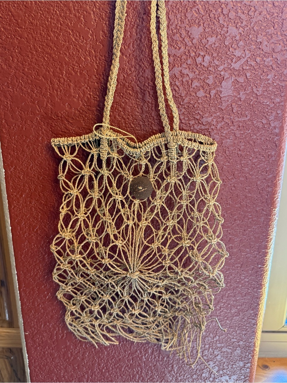 Handwoven Jute Macramé Tote Bag - Natural Brown